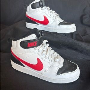 Nike Kids High-Top Sneakers - White, Black, Red